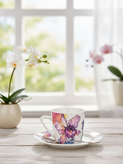 Чайная пара фарфор, 2 предмета, на 1 персону, 250 мл, Lefard, Орхидея, 482-560