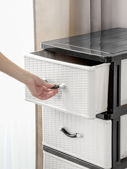 Комод 4 ящика, Дюна, 40х50х94 см, черно-белый, 04014, Dunya Plastik