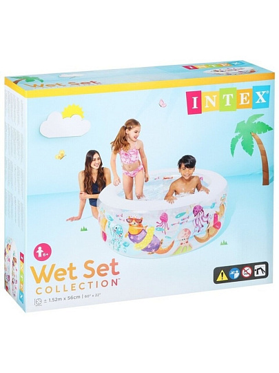Бассейн надувной Intex, 152х56 см, Аквариум, 58480NP, 400 л, ремкомплект