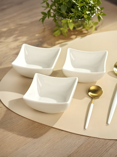 Салатник керамика, квадратный, 3 шт, 9.3х5 см, Квадрат, Y4-3220