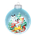 Елочный шар Зайчик с мороженым, в ассортименте, 8 см, стекло, КУ-80-214161