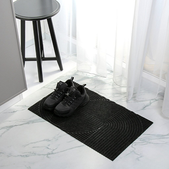 Коврик грязезащитный влаговпитывающий, 45х75 см, прямоугольный, полипропилен, резина, серый, Dzen, Blabar, 93731