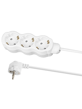 Удлинитель бытовой 3 гнезда, 2 м, ПВС, 3х0.75 мм², с заземлением, 16 А, 250 В, с защитными шторками, TDM Electric, Люкс, SQ1303-4016