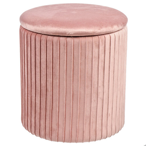 Пуф 35х32х32 см, МДФ, ткань, велюр, до 110 кг, круглый, раскладывающийся, розовый, Люкс, L030006