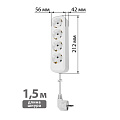 Удлинитель 4 гнезда, 1.5 м, с заземлением, 16 А, 3680 Вт, белый, TDM Electric, Народный, SQ1303-1405 - фото 5