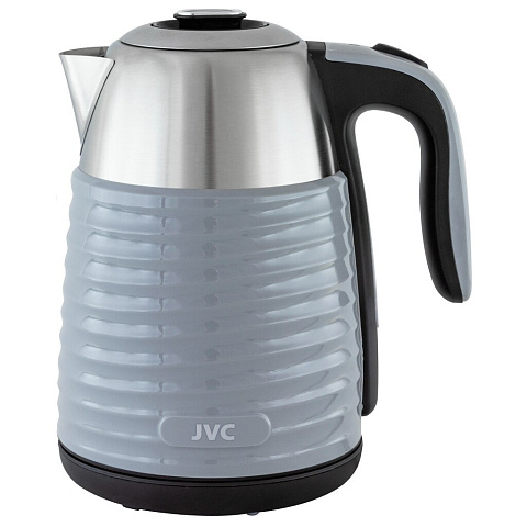 Чайник электрический JVC, JK-KE1725, серый, 1.7 л, 2200 Вт, скрытый нагревательный элемент, нержавеющая сталь