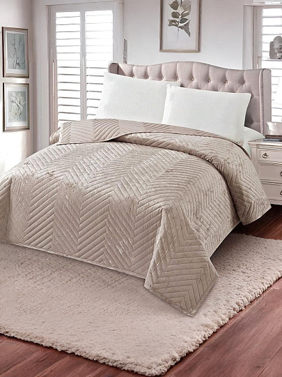 Покрывало евро, 220х240 см, 100% полиэстер, стеганое, Silvano, Pascal, бежевое