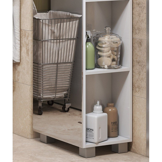 Шкаф Urban 450, МДФ, ЛДСП, 320х448х1922 мм, зеркальный, белый, пенал, VIGO, pn.URB.45