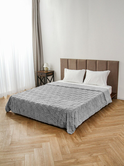 Плед 2-спальный, 180х200 см, велсофт жаккард, 100% полиэстер, Silvano, Соты, голубой, 180/009-UYUT/LA