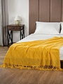 Плед 1.5-спальный, 130х180 см, вязаный, 100% полиэстер, Silvano, Теплые объятия, горчичный, однотонный, A120039 - фото 7