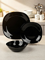 Сервиз столовый стеклокерамика, 18 предметов, на 6 персон, Луна черная 1/2, квадратный, 100ч-18л
