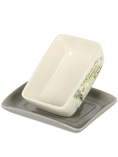 Масленка керамика, 17х8.5 см, крышка керамика, Prima Collection, Дикий папоротник, PC74WF/HC601R-C3