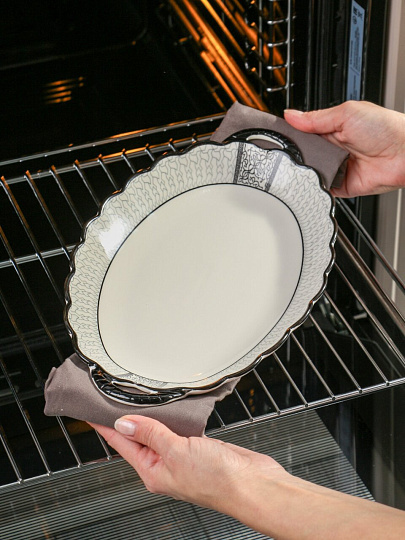 Блюдо керамика, овальное, 19.5х31х3.5 см, с ручками, RasheL, R-31101