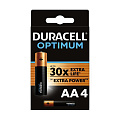 Батарейка Duracell, АА (LR6-4BL), Optimum, щелочная, 1.5 В, 4 шт, 5014061, Б0056020