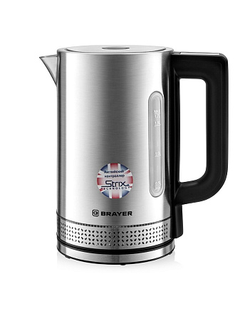 Чайник электрический Brayer, 1060BR Strix, 1.7 л, 2200 Вт, скрытый нагревательный элемент, нержавеющая сталь