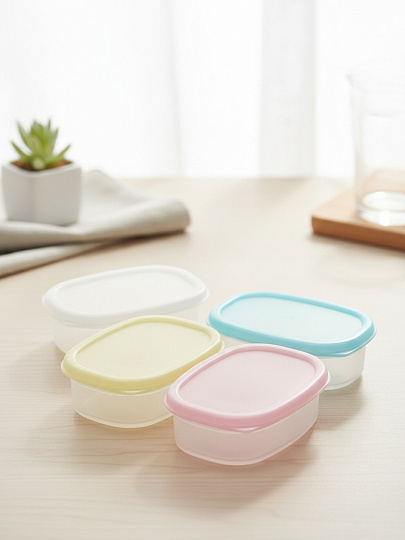 Контейнер пищевой набор пластик, 8.9х6.4х10.4 см, 4 шт, прямоугольный, Y4-11661