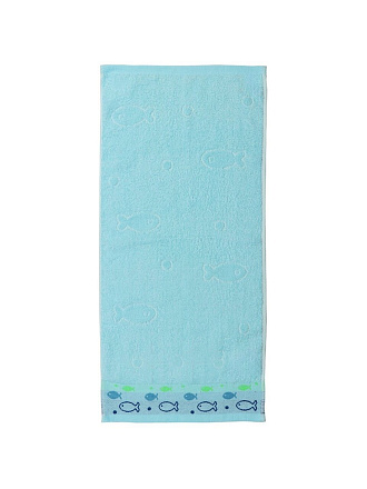 Полотенце 34х74 см, 100% хлопок, Рыбки, голубое, Китай
