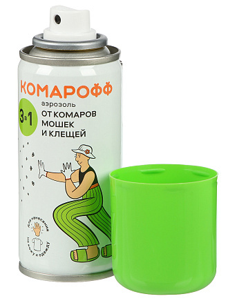 Репеллент от комаров, клещей, мошек, аэрозоль, Комарофф, 3в1, 100 мл, 66702708