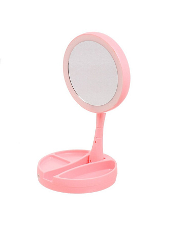 Зеркало настольное, 16 см, на ножке, круглое, белое, A070002