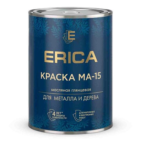 Краска Erica, МА-15, масляная, универсальная, глянцевая, белая, 0.8 кг