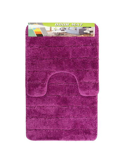 Набор ковриков для ванной и туалета, антискользящий, 2 шт, 0.5х0.8, 0.47х0.5 м, полиэстер, лиловый, Полосы, TDM5080-06