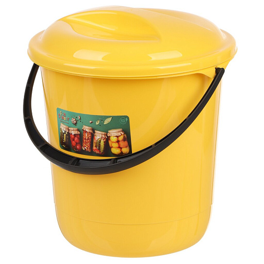 Ведро пластик, 7 л, с крышкой, желтое, хозяйственное, Spin&amp;Clean, Fun Summer, SC111010613