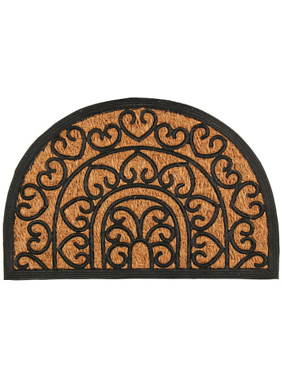 Коврик придверный, 40х60 см, полуовальный, кокосовое волокно, Кружевной, Sunstep, 32-072