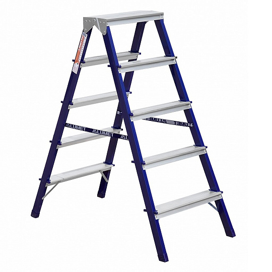 Стремянка 2 секции, 5 ступеней, сталь, 1.02 м, 150 кг, двусторонняя, Alumet, MD8205