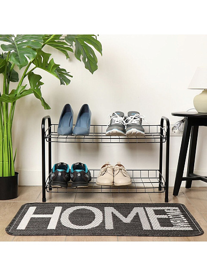 Полка для обуви, металл, 2 секции, 66х28х44 см, черная, Nika, ЭТ3/Ч