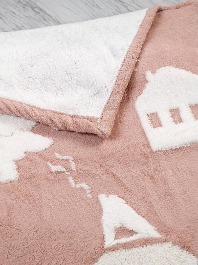 Плед 1.5-спальный, 150х200 см, микрофибра, 100% полиэстер, Silvano, Домики, кофе с молоком, AI-1504010