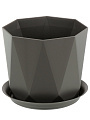 Кашпо пластик, 1 л, 13х11 см, для цветов, с поддоном, графит, Idea, Призма, М 3137 - фото 6