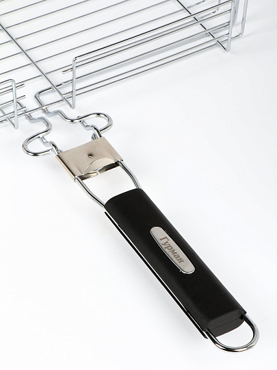 Решетка барбекю 400х300х70 мм, Гурман, хром, нержавеющая сталь, рукоятка резина, складная, 11100002-1(40-30)