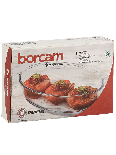 Форма для запекания стекло, 18х26 см, 1.55 л, овальная, жаропрочная, Borcam, 59084