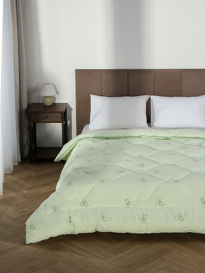 Одеяло 1.5-спальное, 140х205 см, Бамбук, 300 г/м2, зимнее, тик, хлопок, кант, Silvano