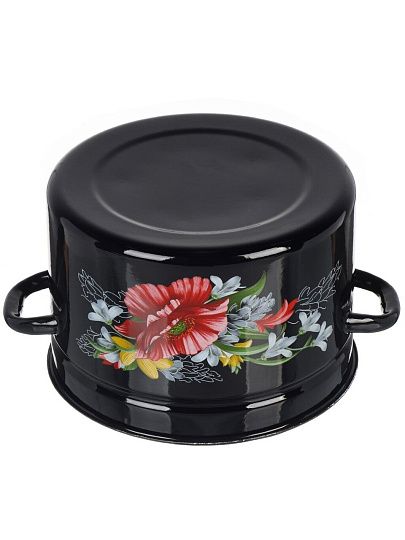 Кастрюля эмалированная сталь, 8 л, крышка сталь, бостон, цилиндрическая, Керченский металлургический завод, Апрель, 41815-203/6-У2