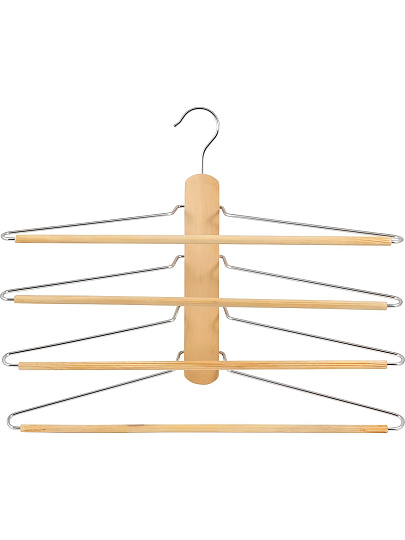 Вешалка-плечики для одежды, 40.5 см, дерево, 4 шт, бежевая, Рыжий кот, 311334