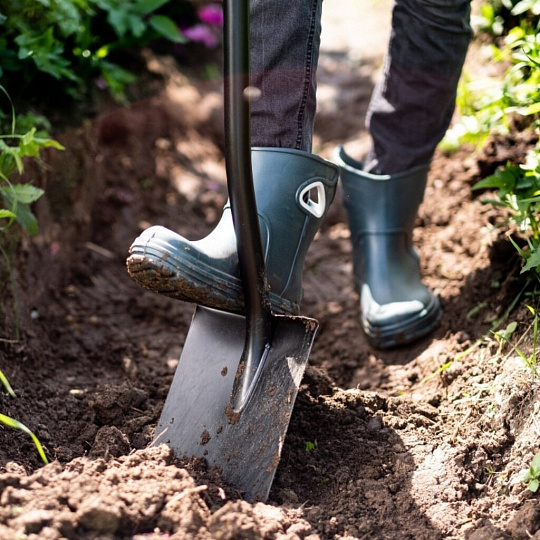 Лопата штыковая, сталь, 210х363х1130 мм, черенок стальной, с рукояткой, Plantic, Terra Solid, 11003-01, для земляных работ