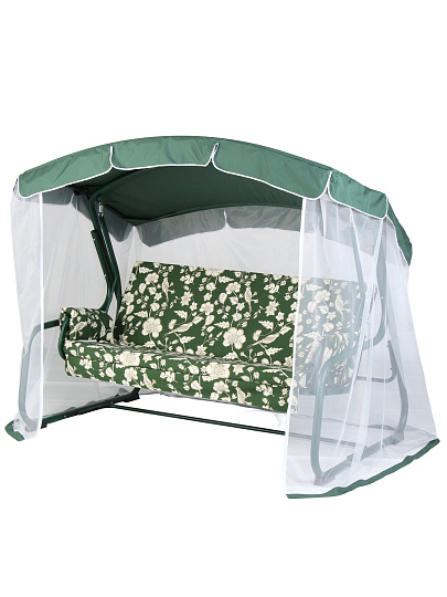 Качели садовые 3-местные, 209.5х127х165 см, 300 кг, Генуя, раскладываются в кровать, с москитной сеткой, зеленые, A45G.536, металл