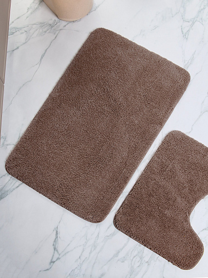 Набор ковриков 3 шт, 0.5х0.8, 0.5х0.4, 0.4х0.45 м, полиэстер, шоколад, Silvano, Мона, Y4-11497, без рисунка