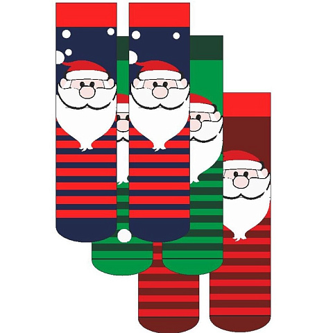 Носки для мужчин, хлопок, махра, Clever, Дед мороз К511П, в ассортименте, р. 25, с рисунком