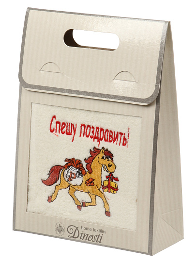 Полотенце кухонное 40х70 см, 100% полиэстер, микрофибра, Dinosti, Спешу поздравить!, Россия