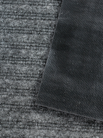 Коврик грязезащитный, 50х80 см, прямоугольный, резина, с ковролином, ребристый, серый, 35-041/w