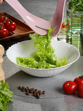 Салатник стеклокерамика, круглый, 24х6.4 см, 1.7 л, Белый, Daniks, LHDW95, белый