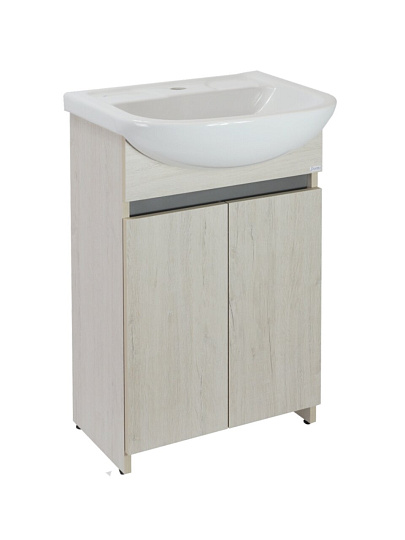 Тумба Doratiz, Бора-бора, 2 двери, под умывальник Браво 50, напольная, 435x270x810 мм, графит/светлый дуб, 9912.015