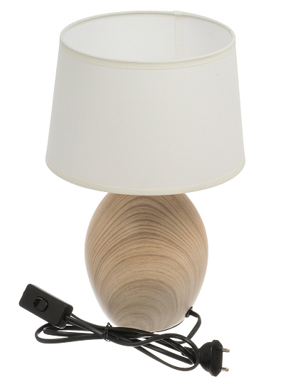 Светильник настольный E14, 40 Вт, светлое дерево, абажур белый, Rivoli, Chimera, 7072-503, керамика