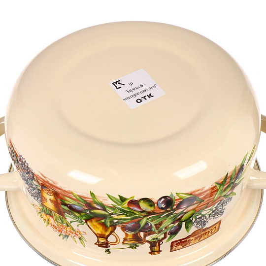 Кастрюля эмалированная сталь, 2 л, крышка стекло, с декором, сферический, Керченский металлургический завод, Италика, 61904-102/4.02-У4