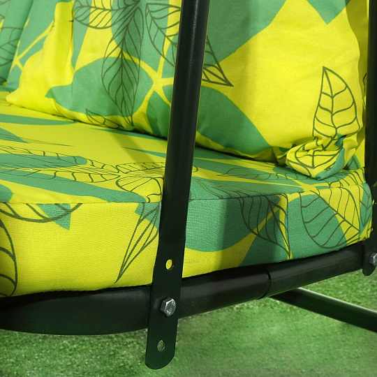 Качели садовые 3-местные, 240х138х160 см, 210 кг, Olsa, Рица, желтые, листья, с1114, металл