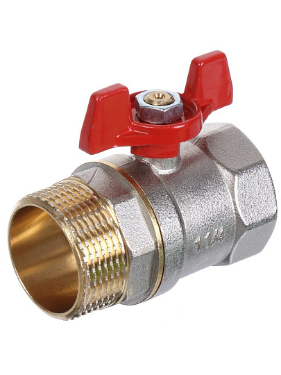 Кран для воды, 1"1/4, г-ш, ручка-бабочка, PN25, РосТурПласт