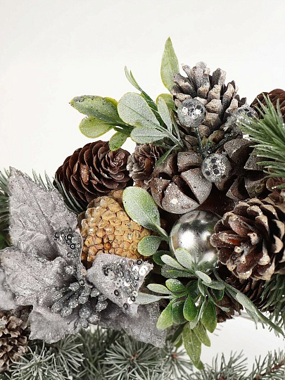 Венок рождественский 35 см, с пуансеттией, SYSGZSA- 4623100