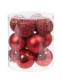 Елочный шар 12 шт, красный, 8 см, пластик, 3 вида, SY18ST-110 - фото 3